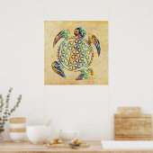 Blume des Lebens / Lebensgefühl - Schildkröte Poster (Küche)
