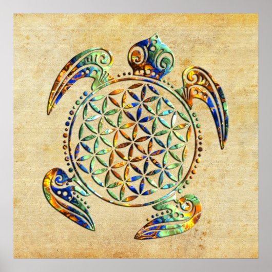 Blume des Lebens / Lebensgefühl - Schildkröte Poster (Vorne)