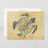 Blume des Lebens / Lebensgefühl - Schildkröte Postkarte (Vorne/Hinten)
