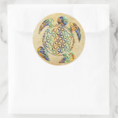 Blume des Lebens / Lebensgefühl - Schildkröte Runder Aufkleber (Tasche)