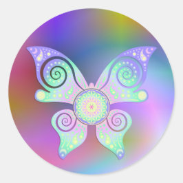 Blume des Lebens / Lebensgefühl - Schmetterling Runder Aufkleber