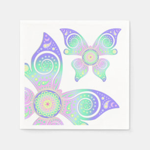 Blume des Lebens / Lebensgefühl - Schmetterling Serviette