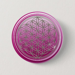 Blume des Lebens / Lebensgefühl - Silberpflaume Button