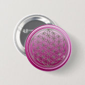 Blume des Lebens / Lebensgefühl - Silberpflaume Button (Vorne & Hinten)