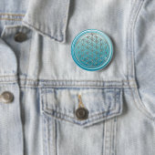 Blume des Lebens / Lebensgefühl - SILVER Cyan Button (Beispiel)