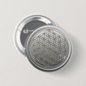Blume des Lebens / Lebensgefühl - SILVER grau Button (Vorne & Hinten)