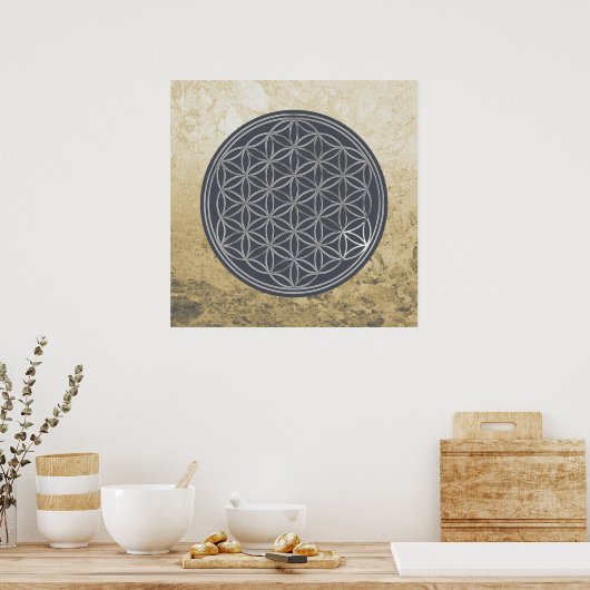 Blume des Lebens / Lebensgefühl - SILVER Poster (Küche)