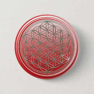 Blume des Lebens / Lebensgefühl - SILVER rot Button