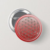 Blume des Lebens / Lebensgefühl - SILVER rot Button (Vorne & Hinten)