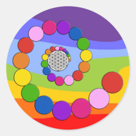 Blume des Lebens / Lebensgefühl - Spiralpunkte Runder Aufkleber