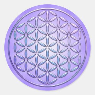 Blume des Lebens / Lebensgefühl - Violett der Brie Runder Aufkleber