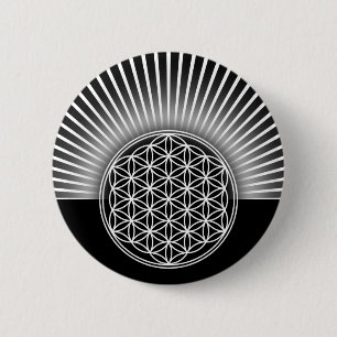Blume des Lebens / Lebensgefühl - weiße Strahlen Button