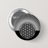 Blume des Lebens / Lebensgefühl - weiße Strahlen Button (Vorne & Hinten)