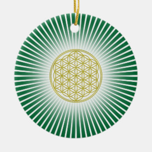 Blume des Lebens / Lebensgefühl - weiße Strahlen Keramik Ornament