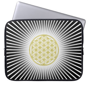 Blume des Lebens / Lebensgefühl - weiße Strahlen Laptopschutzhülle