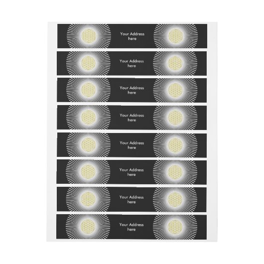 Blume des Lebens / Lebensgefühl - weiße Strahlen Rundum-Adressaufkleber (Bogen)