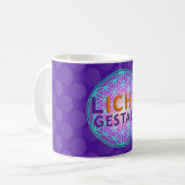 Blume Des Lebens Lichtgestalt | violettes Muster Kaffeetasse (Vorderseite Links)