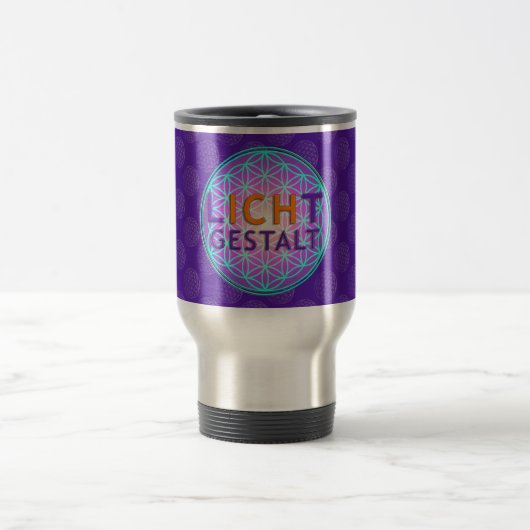 Blume Des Lebens Lichtgestalt | violettes Muster Reisebecher (Mittel)