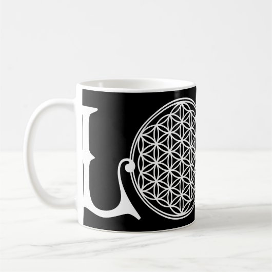 Blume des Lebens - LIEBE, Tätowierung Kaffeetasse (Links)
