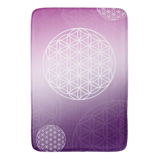 Blume des Lebens lila Badematte (Vorderseite Vertikal)
