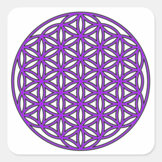 Blume des Lebens Lila Quadratischer Aufkleber (Vorderseite)