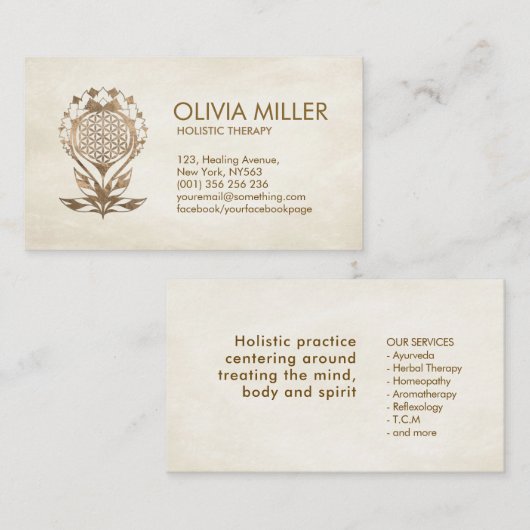 Blume des Lebens - Lotus Blume Ornament Visitenkarte (Vorne/Hinten)