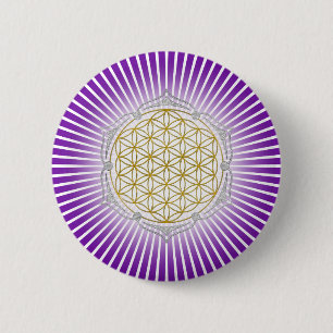 Blume des Lebens - Lotus gold silber Button