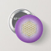 Blume des Lebens - Lotus gold silber Button (Vorne & Hinten)