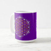 Blume des Lebens - Lotus gold silber Kaffeetasse (Vorderseite Links)