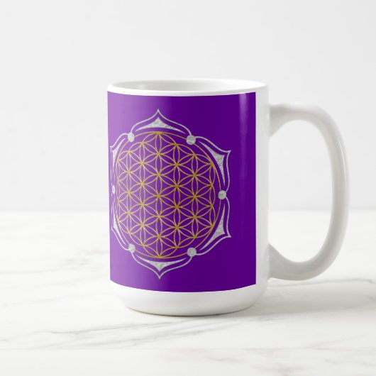 Blume des Lebens - Lotus gold silber Kaffeetasse (Rechts)