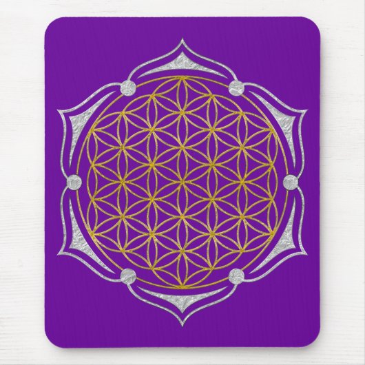 Blume des Lebens - Lotus gold silber Mousepad (Vorne)
