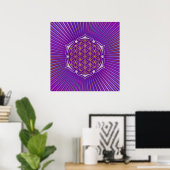 Blume des Lebens - Lotus gold silber Poster (Heimbüro)