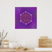 Blume des Lebens - Lotus gold silber Poster (Küche)