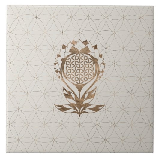Blume des Lebens Lotus - Goldene Textur Fliese (Vorderseite)