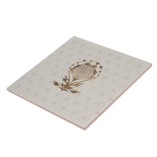 Blume des Lebens Lotus - Goldene Textur Fliese (Seite)