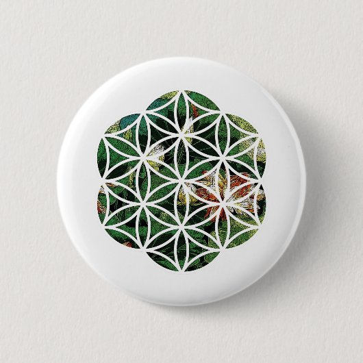 Blume des Lebens Lotus Malerei Button (Vorderseite)