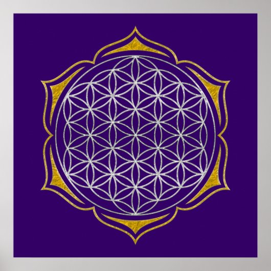 Blume des Lebens - Lotus silver Poster (Vorne)
