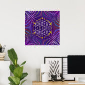 Blume des Lebens - Lotus silver Poster (Heimbüro)