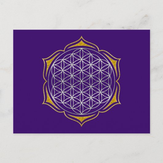 Blume des Lebens - Lotus silver Postkarte (Vorderseite)