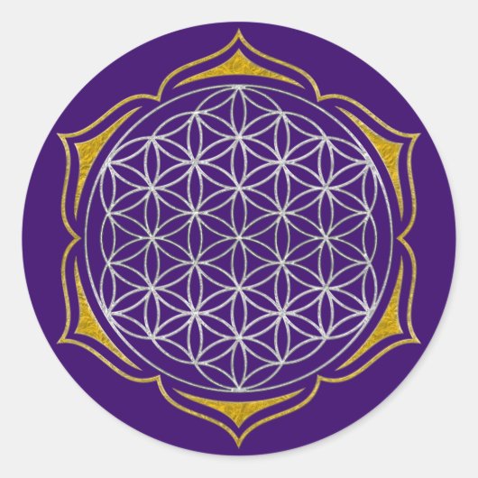 Blume des Lebens - Lotus silver Runder Aufkleber (Vorderseite)