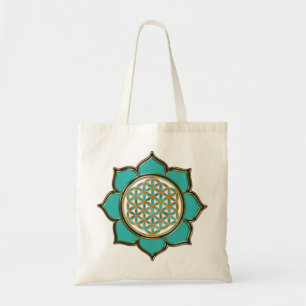 Blume des Lebens Lotus - türkis Tragetasche