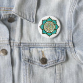 Blume des Lebens Lotus - türkis / transparent Button (Beispiel)