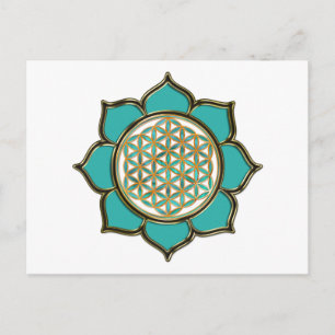 Blume des Lebens Lotus - türkis / transparent Postkarte
