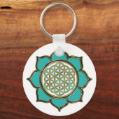 Blume des Lebens Lotus - türkis / transparent Schlüsselanhänger (Vorderseite)