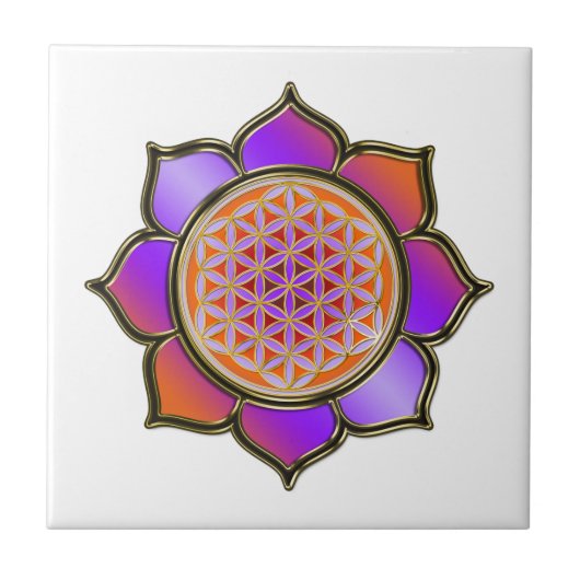 BLUME DES LEBENS - LOTUS-Veilchen Fliese (Vorderseite)