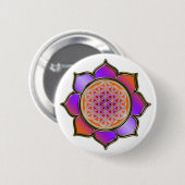 Blume des Lebens Lotus - violet orange / trans. Button (Vorne & Hinten)