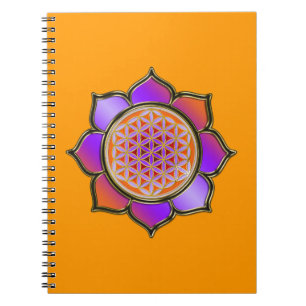 BLUME DES LEBENS - LOTUS violett orange Notizblock
