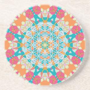 Blume des Lebens Mandala Bright Getränkeuntersetzer