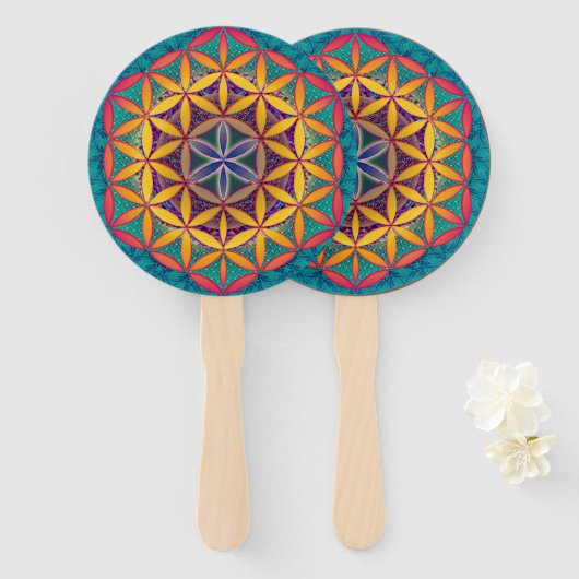 Blume des Lebens Mandala Fächer (Vorne und Hinten)