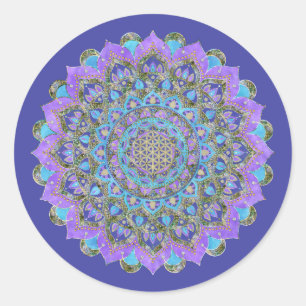 Blume des Lebens - Mandala India-Stil 2 Runder Aufkleber